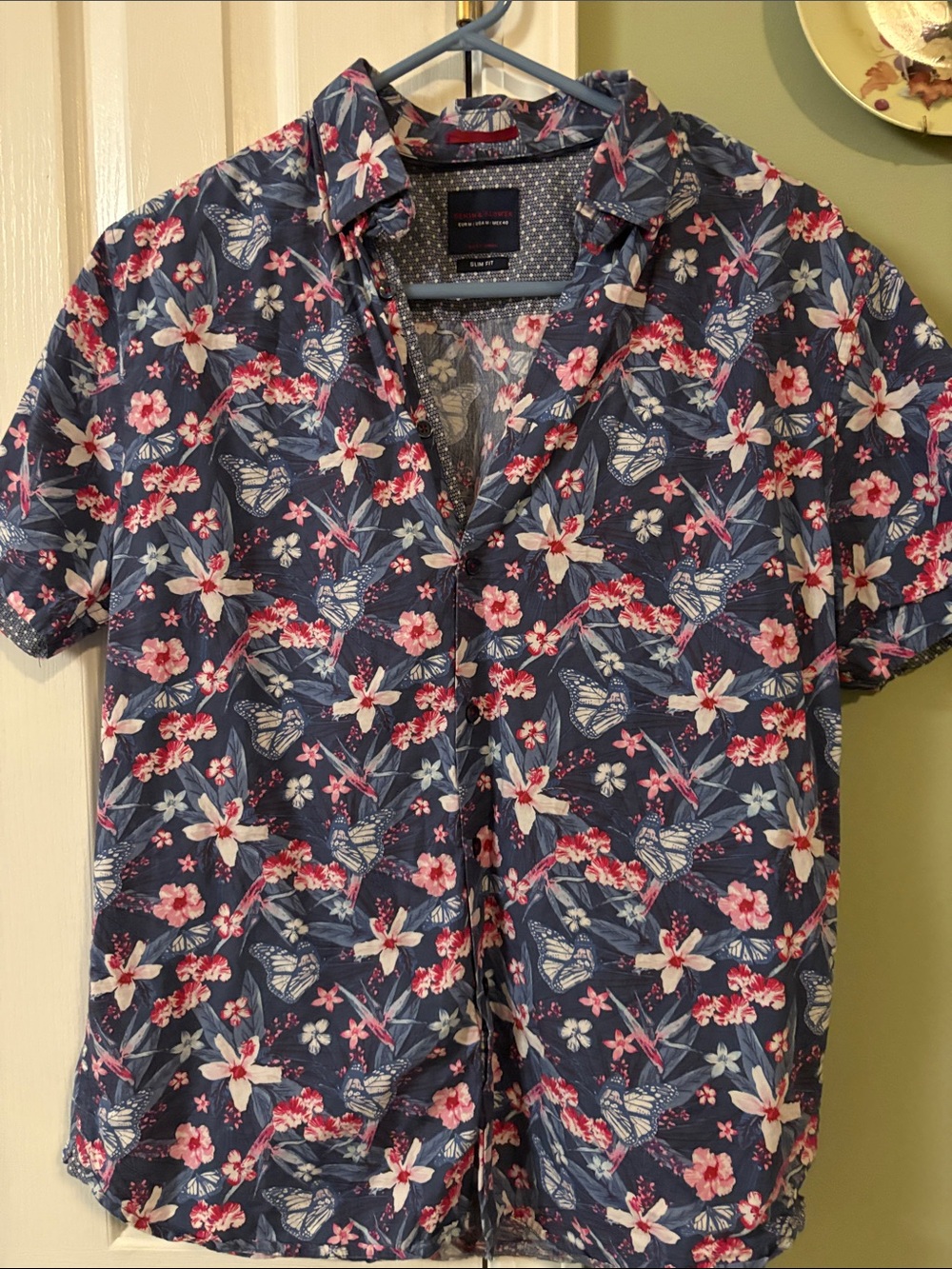 Denim & Flower Navy Short-Sleeve Floral Button-Up Shirt